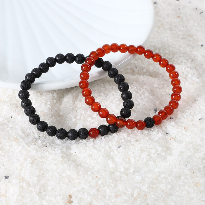 Red Onyx and Lava Bracelet Combo