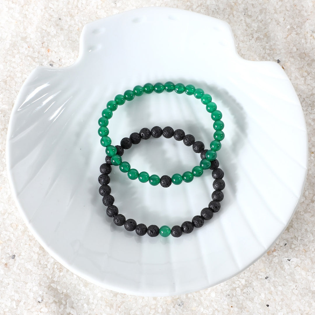 Green Onyx and Lava Bracelet Combo