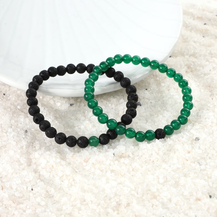 Green Onyx and Lava Bracelet Combo