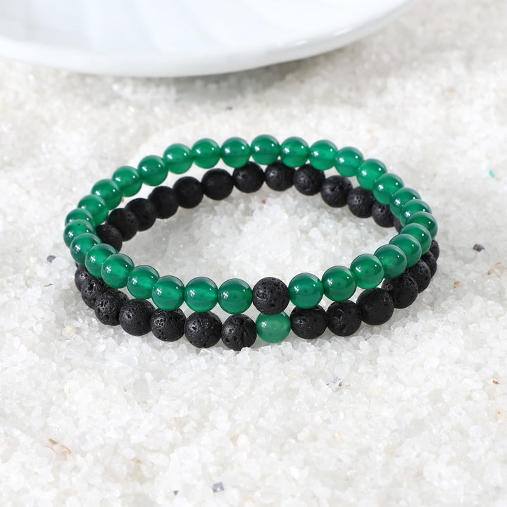 Green Onyx and Lava Bracelet Combo