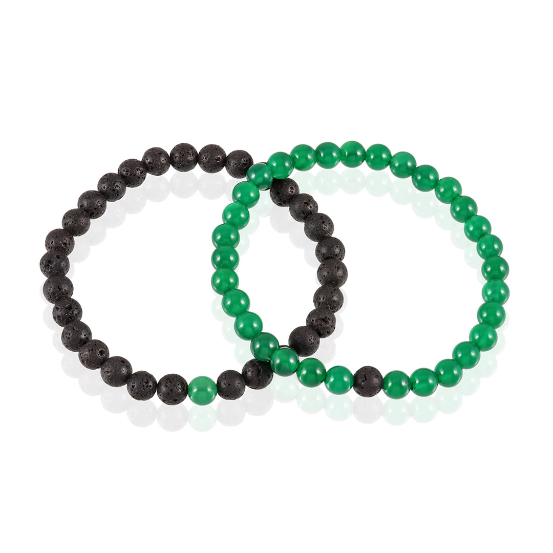 Green Onyx and Lava Bracelet Combo