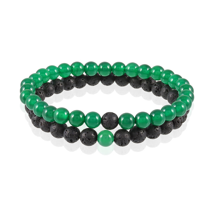 Green Onyx and Lava Bracelet Combo