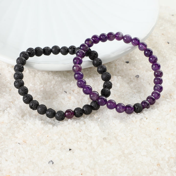 Amethyst and Lava Bracelet Combo