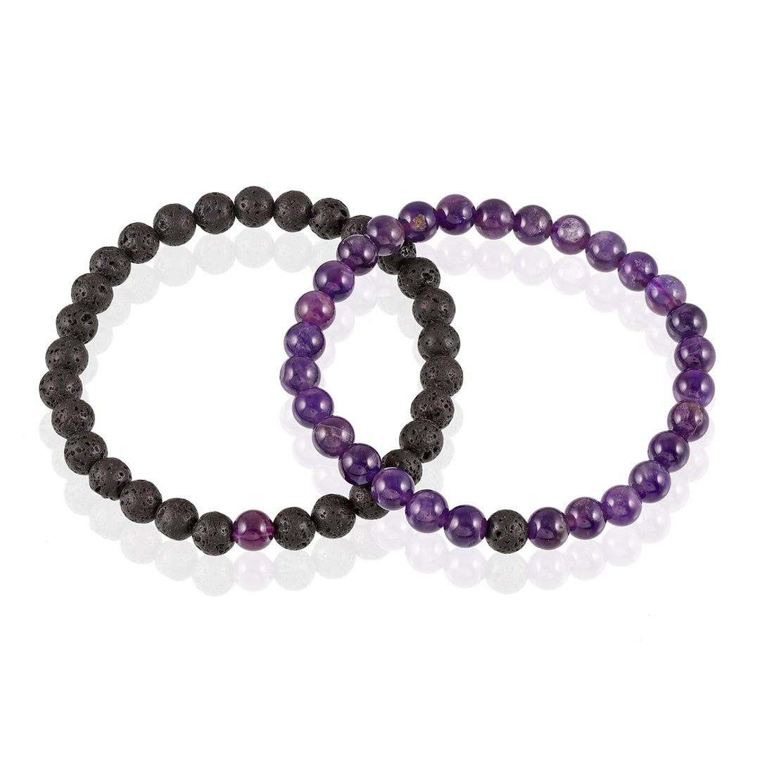 Amethyst and Lava Bracelet Combo