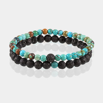 Turquoise and Lava Bracelet Combo