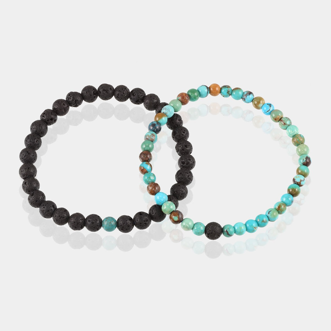 Turquoise and Lava Bracelet Combo