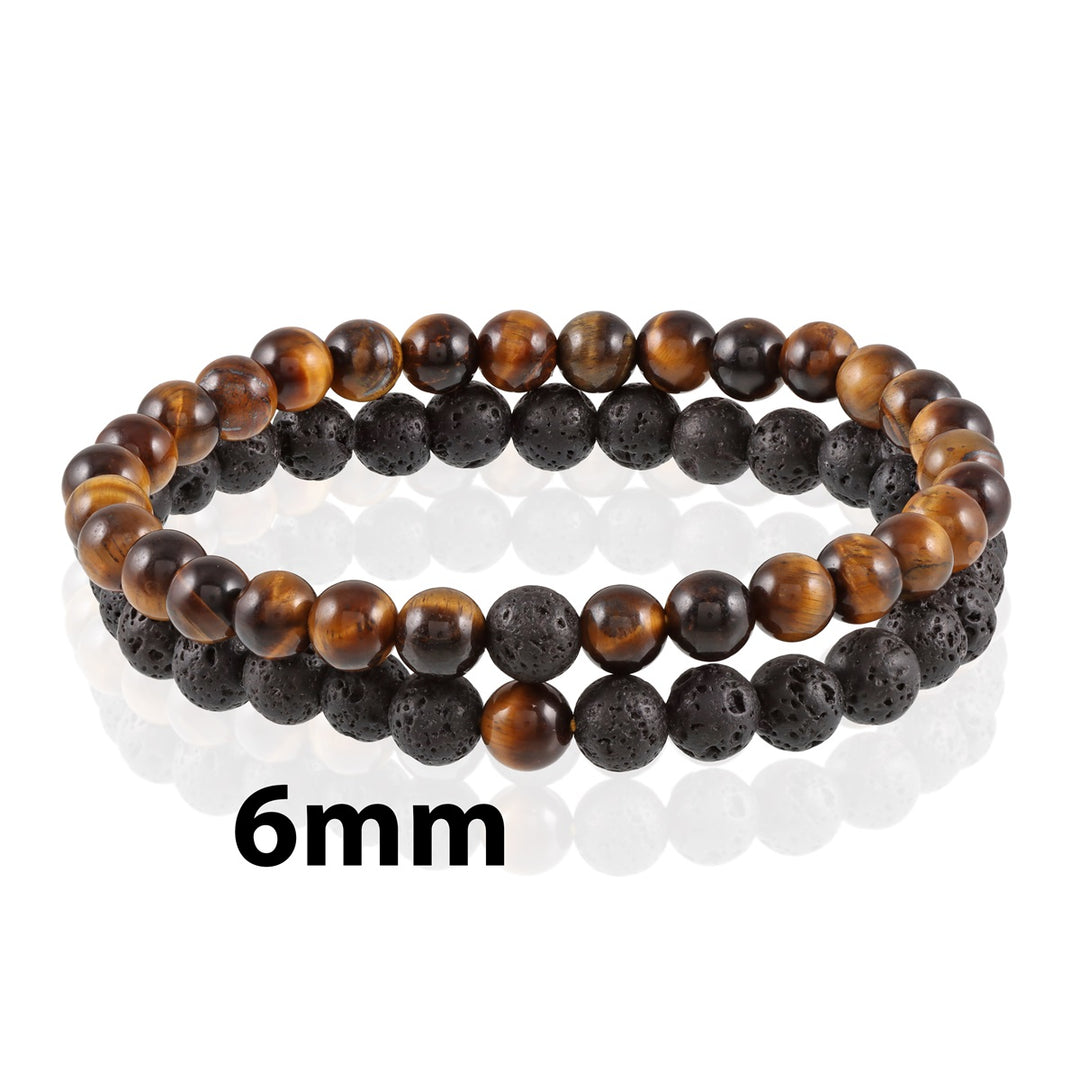 Tiger's Eye and Lava Bracelet Combo