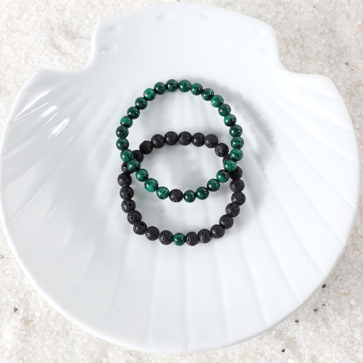 Malachite and Lava Bracelet Combo