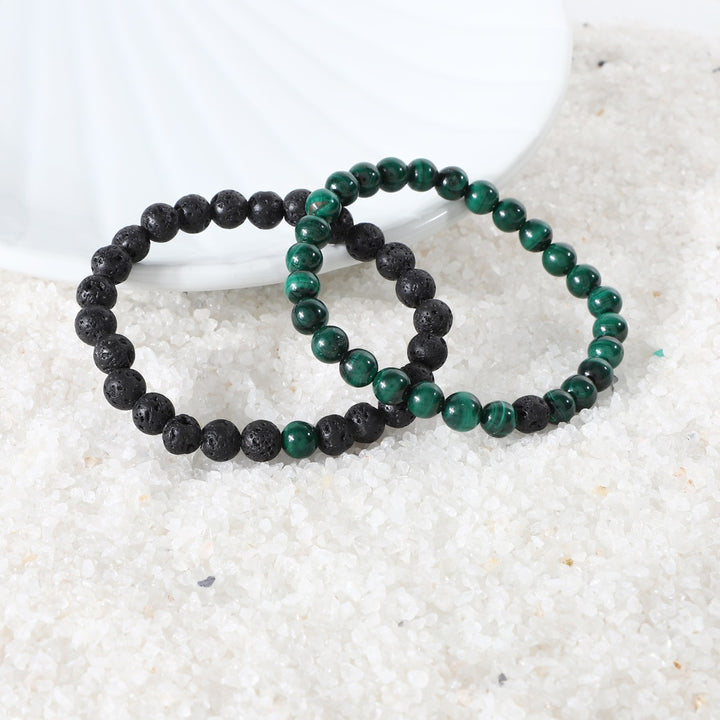 Malachite and Lava Bracelet Combo