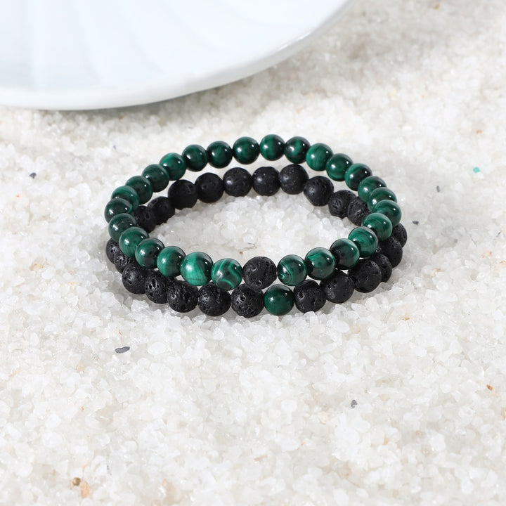 Malachite and Lava Bracelet Combo