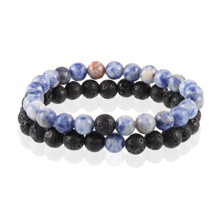 Blue Spot Jasper and Lava Bracelet Combo