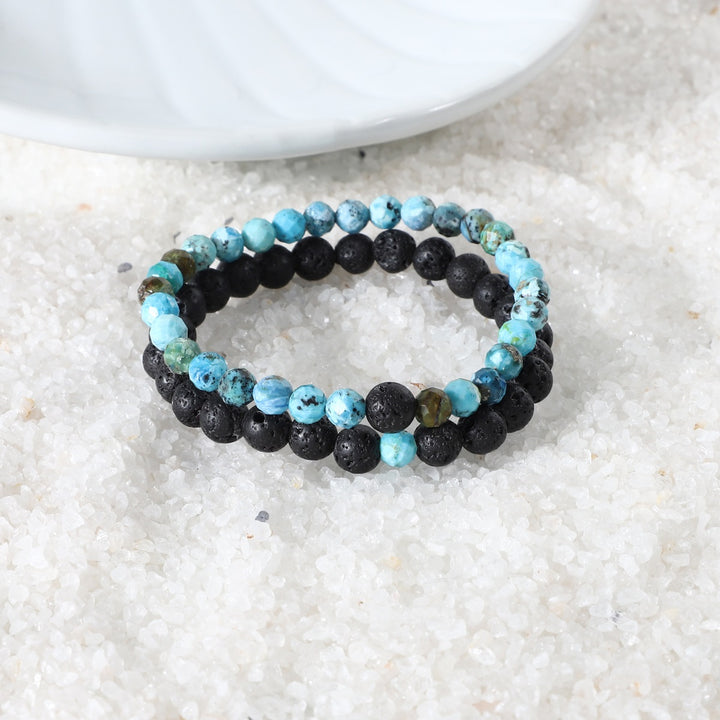 Blue Opaline and Lava Bracelet Combo