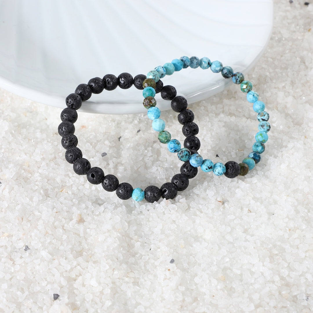 Blue Opaline and Lava Bracelet Combo