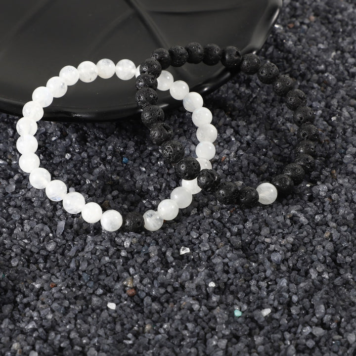 Rainbow Moonstone and Lava Bracelet Combo