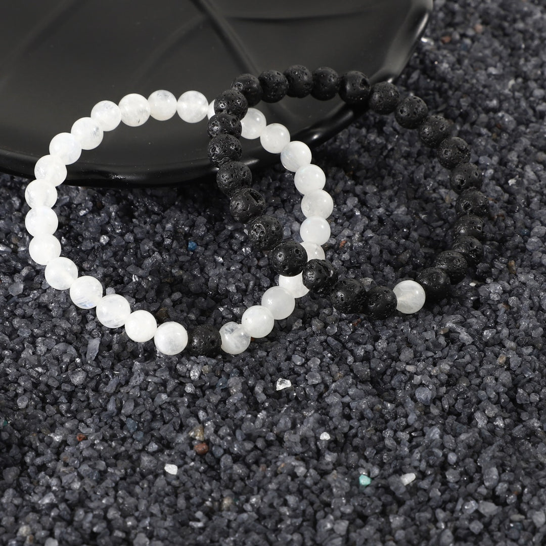 Moonstone and Lava Bracelet Combo