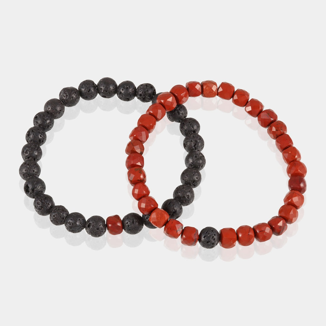 Red Jasper and Lava Bracelet Combo