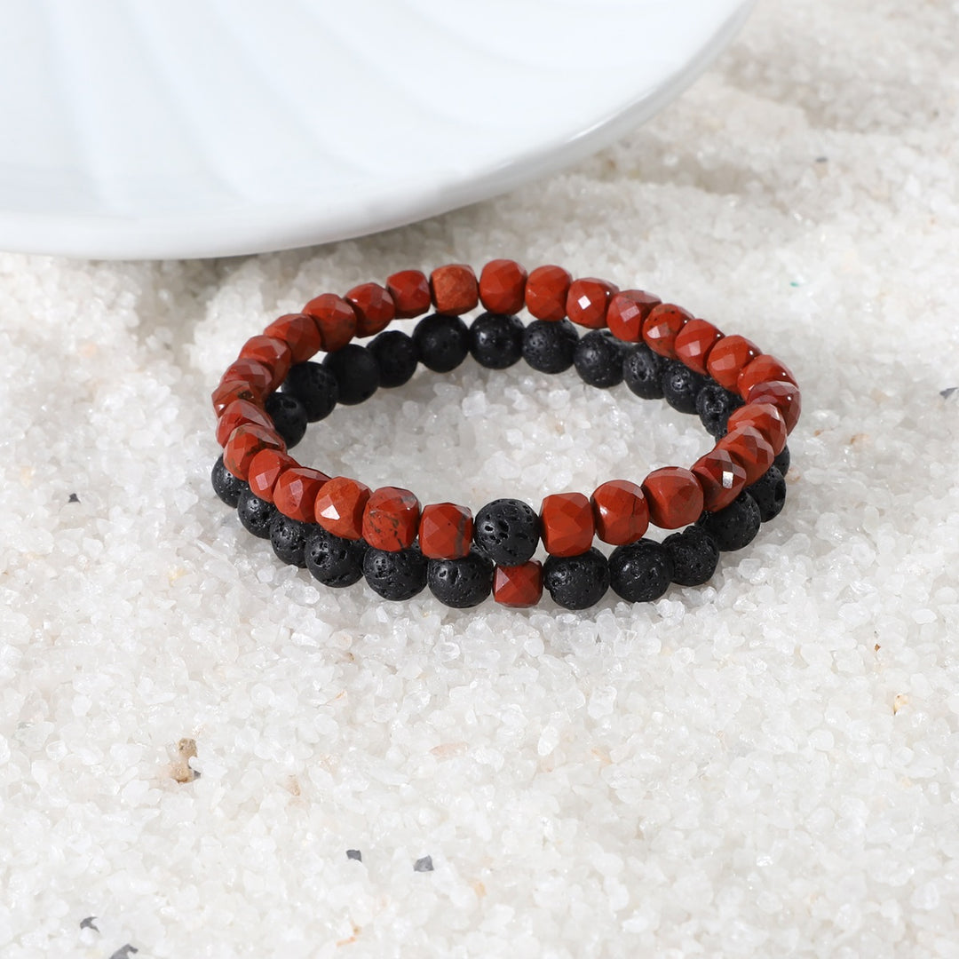 Red Jasper and Lava Bracelet Combo