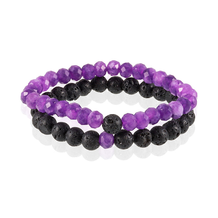 Purple Quartz and Lava Bracelet Combo