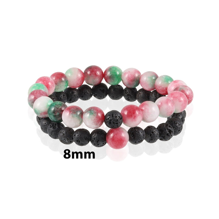 Watermelon Quartz and Lava Bracelet Combo