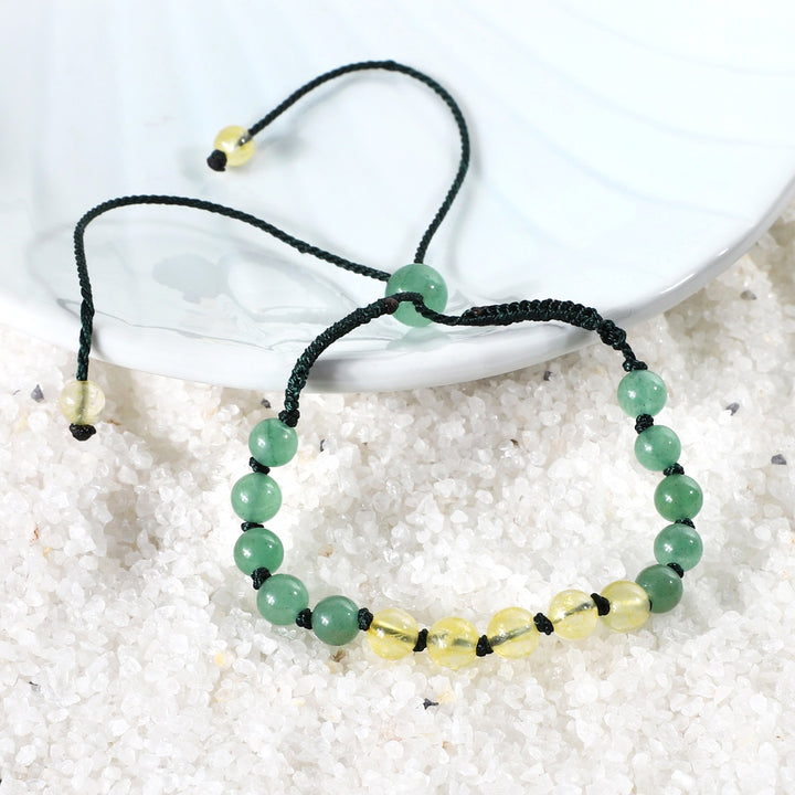 A collection view of the exquisite Citrine and Green Aventurine Rope Knotted Handmade Bracelets, showcasing the variety and beauty of this healing gemstone combination.