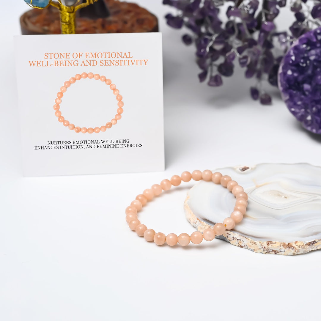 Artistic representation symbolizing emotional balance, featuring the Peach Moonstone Bracelet as a source of calmness and stability