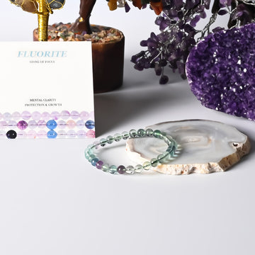 Artistic representation symbolizing focus, featuring the Fluorite Stretch Bracelet as a conduit for mental clarity and concentration