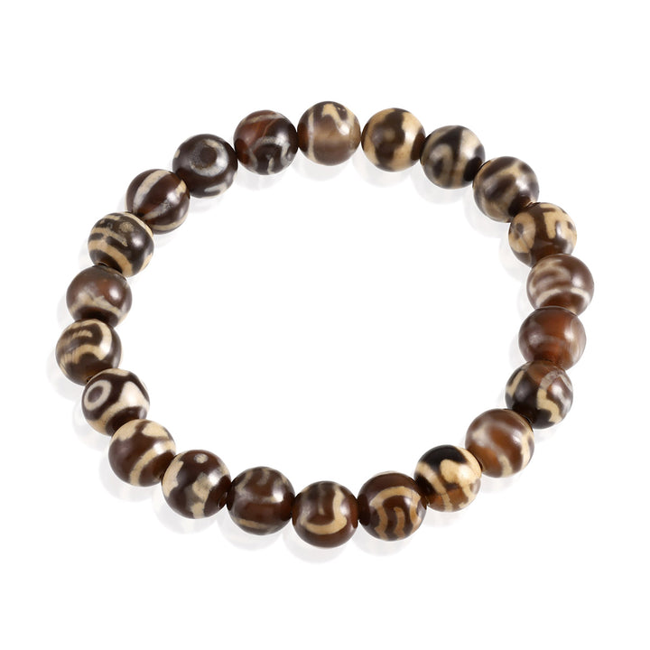 Brown Tibetan Agate Bracelet: Stone of Good Luck and Fortune