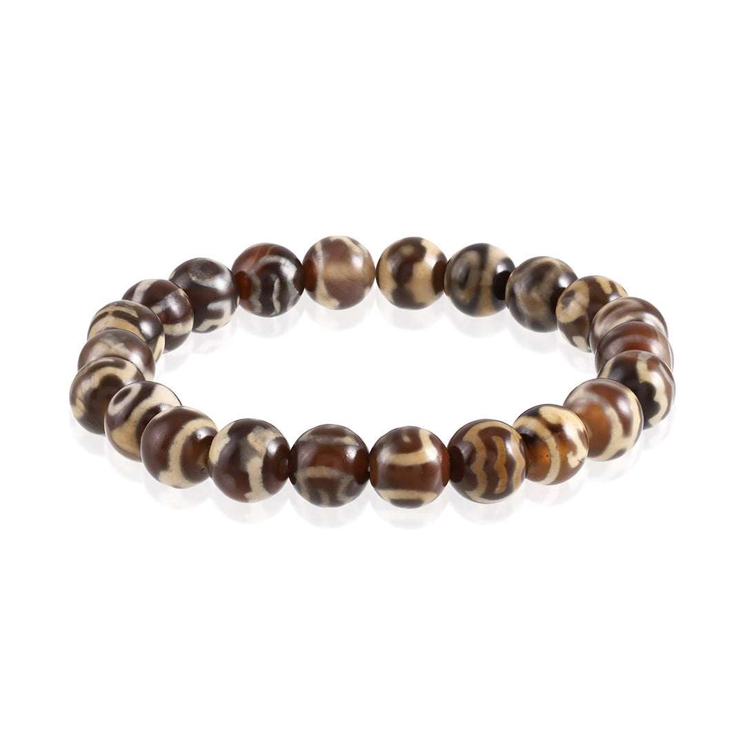 Brown Tibetan Agate Bracelet: Stone of Good Luck and Fortune