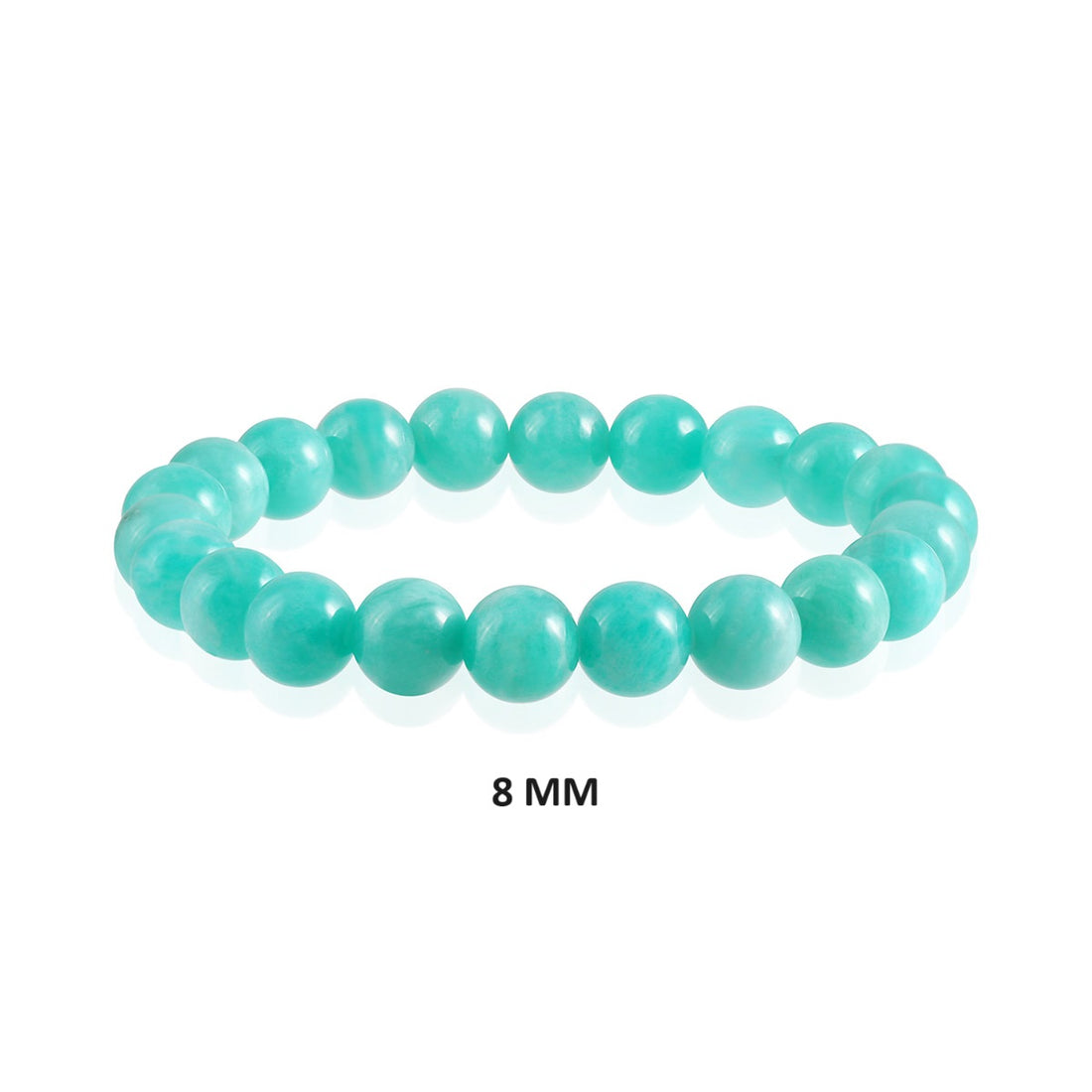 Stylish Amazonite Stretch Bracelet featuring 8mm beads, a manifestation of hope and tranquility, elegantly adorning the wrist