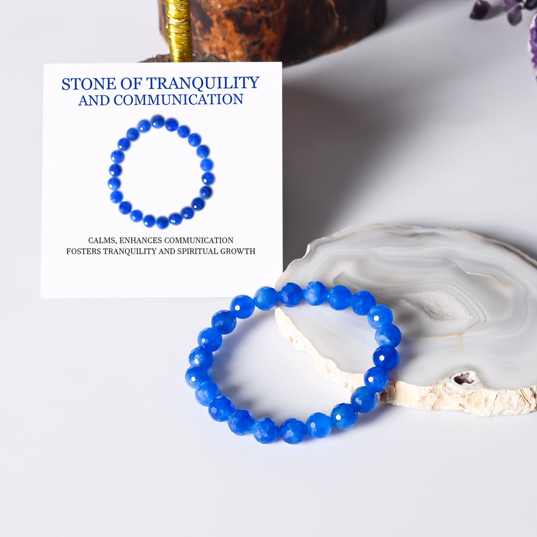 Symbolic representation of improved communication and tranquility with the Blue Quartz Bracelet