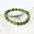 Faceted round Green Quartz stones in the bracelet, reflecting light and adding a touch of sophistication to your look