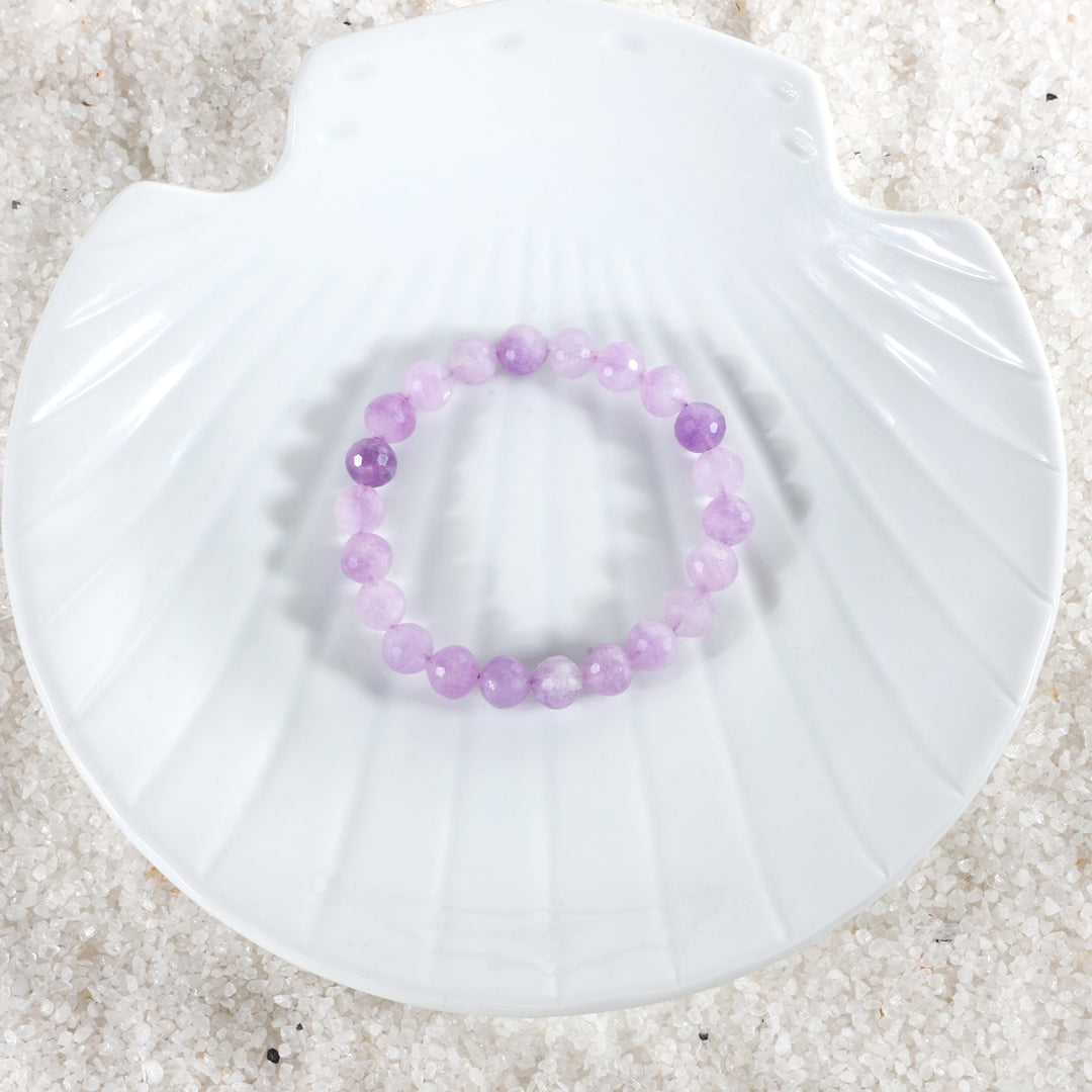 Various styling ideas for the Lavender Quartz Bracelet, demonstrating its versatile and fashionable appeal for everyday wear