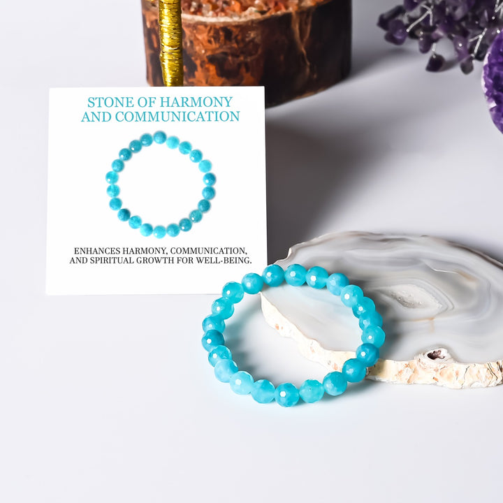 Symbolic representation of enhanced communication and harmony with the Sky Blue Quartz Bracelet