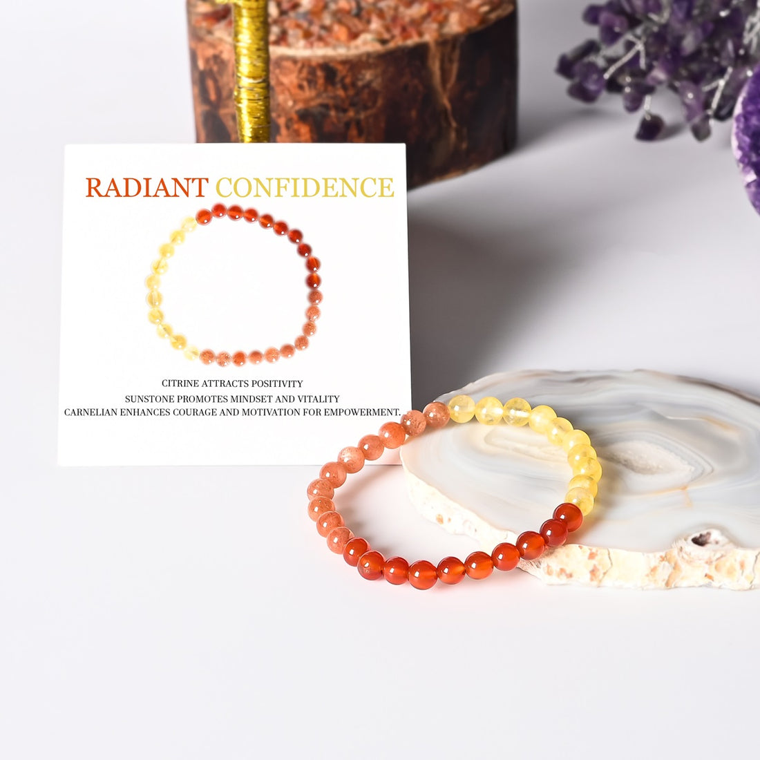 Handmade gemstone bracelet designed for confidence, positivity, and vibrant energy