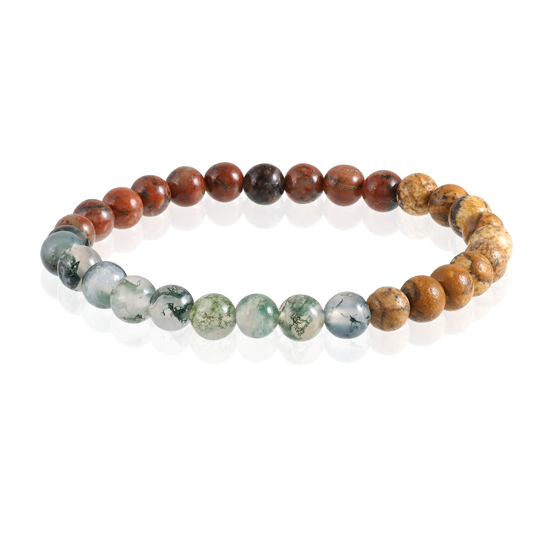 Digestive Wellness Bracelet - Yellow Picture Jasper, Red Jasper, Moss Agate - 6mm Beads