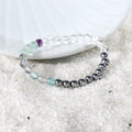 Stylish and purposeful Focus and Concentration Bracelet, adorned with 6mm beads of Clear Quartz, Fluorite, and Hematite