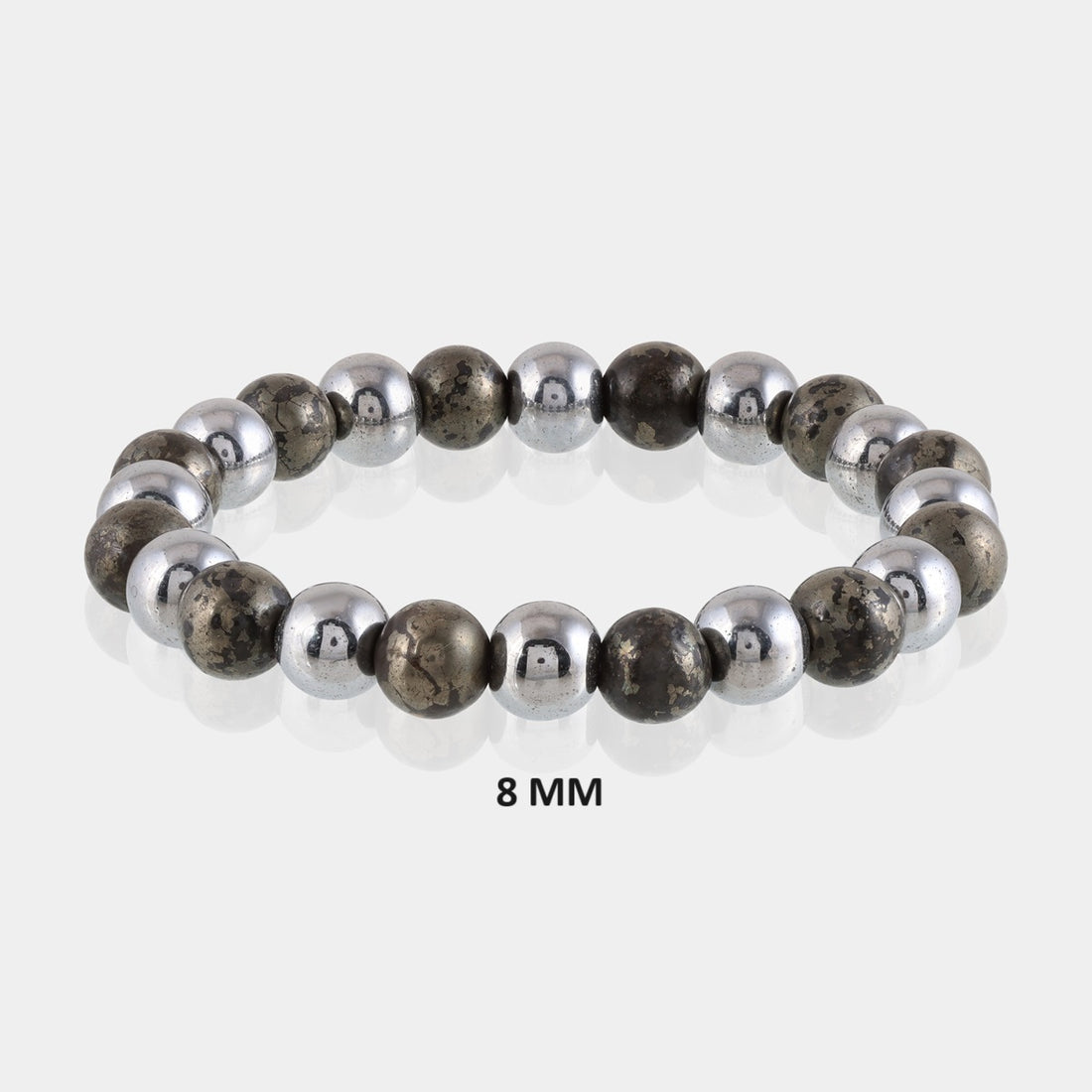 Hematite and Pyrite Bracelet - 8mm beads, grounding, protection, and manifestation energies for enhanced well-being