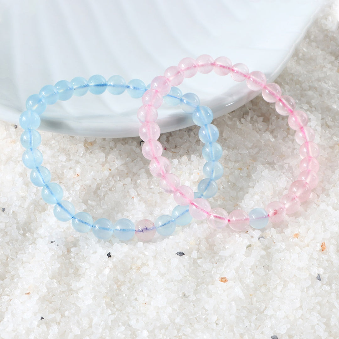 Aquamarine and Rose Quartz Couple Bracelet