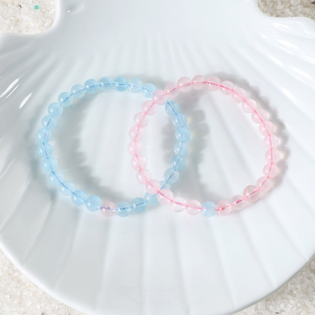 Aquamarine and Rose Quartz Couple Bracelet