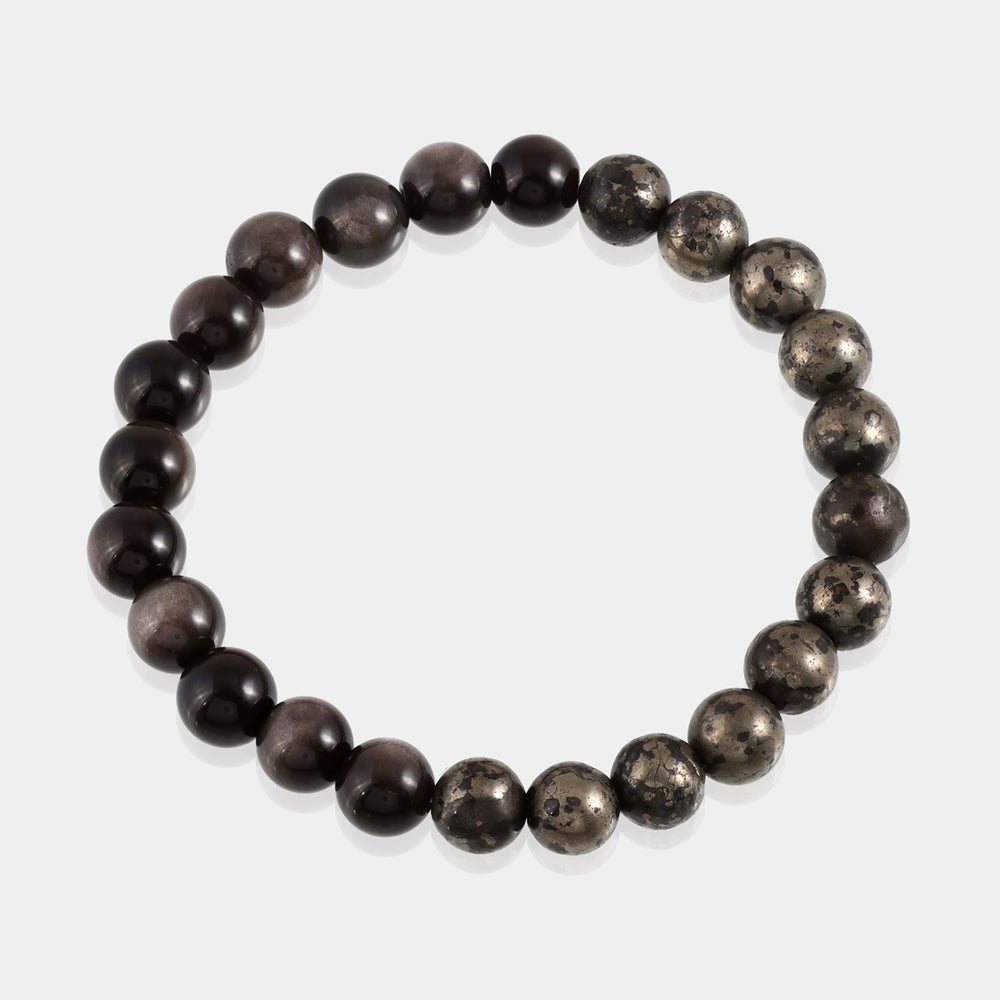 Pyrite and Obsidian Bracelet packaged elegantly, ready to bring balance and empowerment to those who wear it.