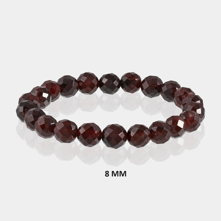 Garnet Faceted Beads Stretch Bracelet