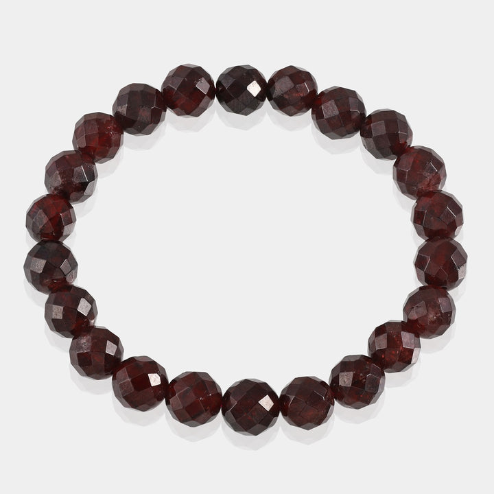 Garnet Faceted Beads Stretch Bracelet