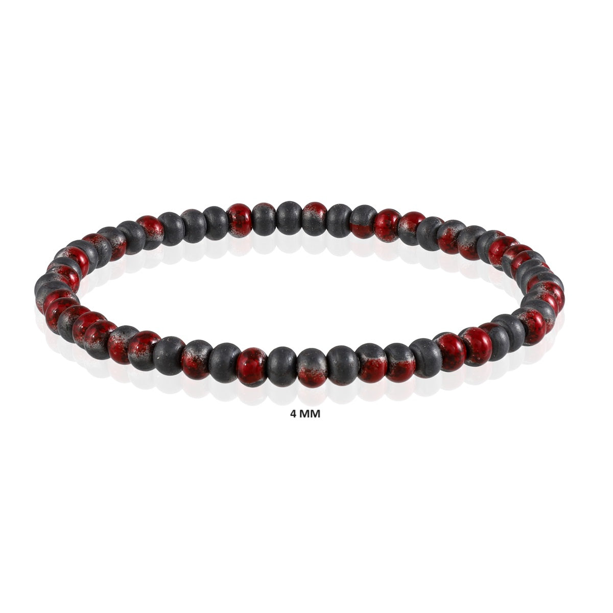 Dynamic Harmony: Red Gray Hematite Stretch Rondelle Bracelet