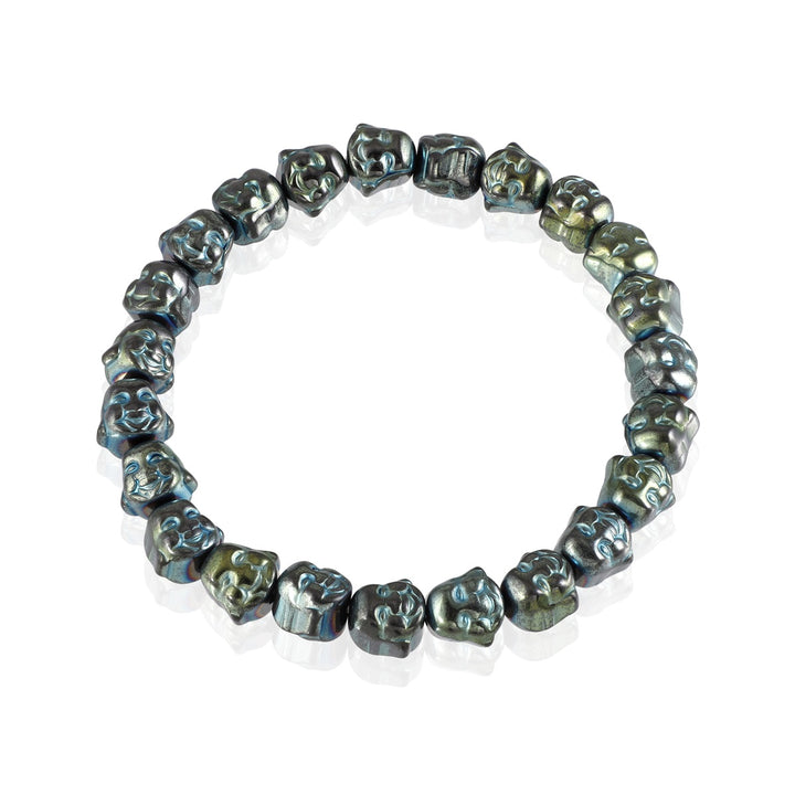 Tranquil Zen: Green Hematite Laughing Buddha Stretch Bracelet