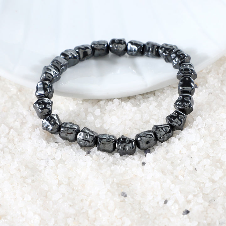 Hematite Laughing Buddha Stretch Bracelet | Unisex