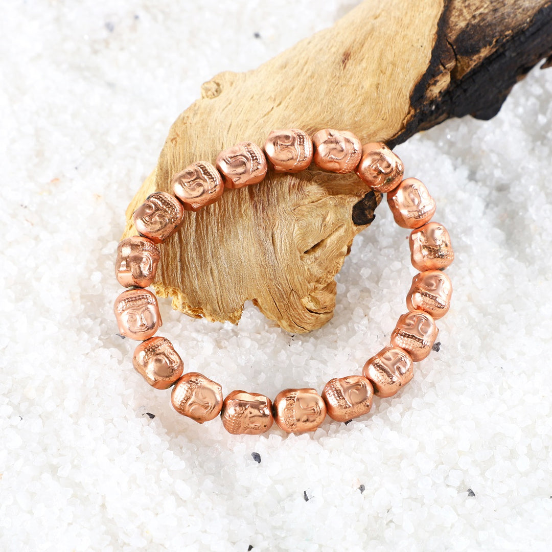 Radiant Harmony: Rose Gold Hematite Buddha Stretch Bracelet