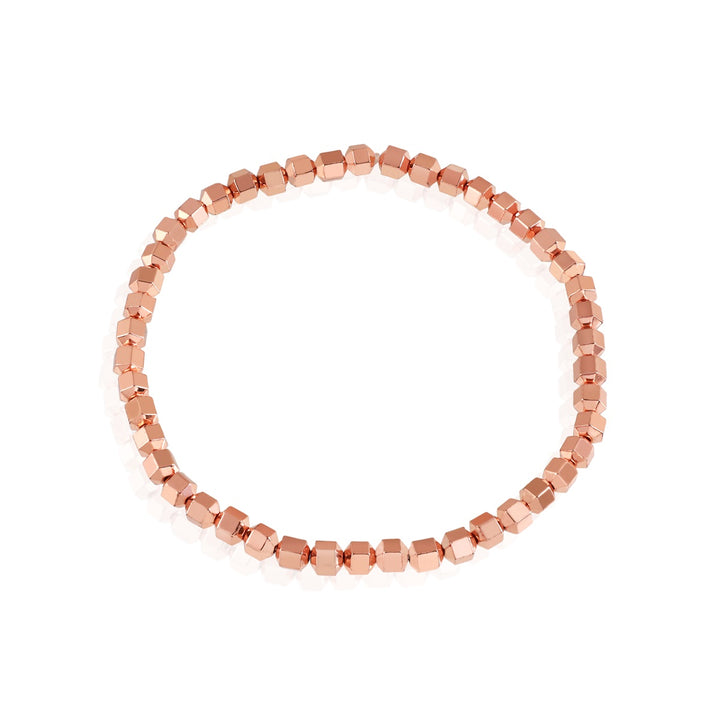 Radiant Harmony: Rose Gold Hematite Bicone Stretch Bracelet