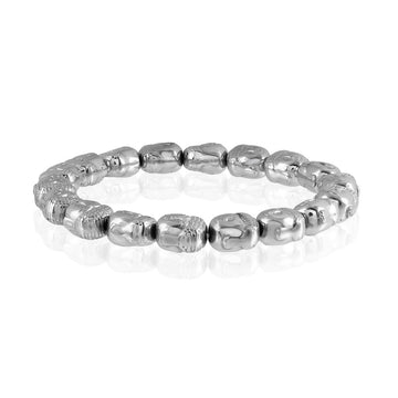 Serenity Shine: Silver Hematite Buddha Stretch Bracelet