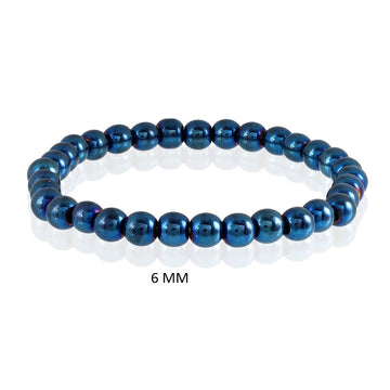 Regal Elegance: Royal Blue Hematite Stretch Bracelet