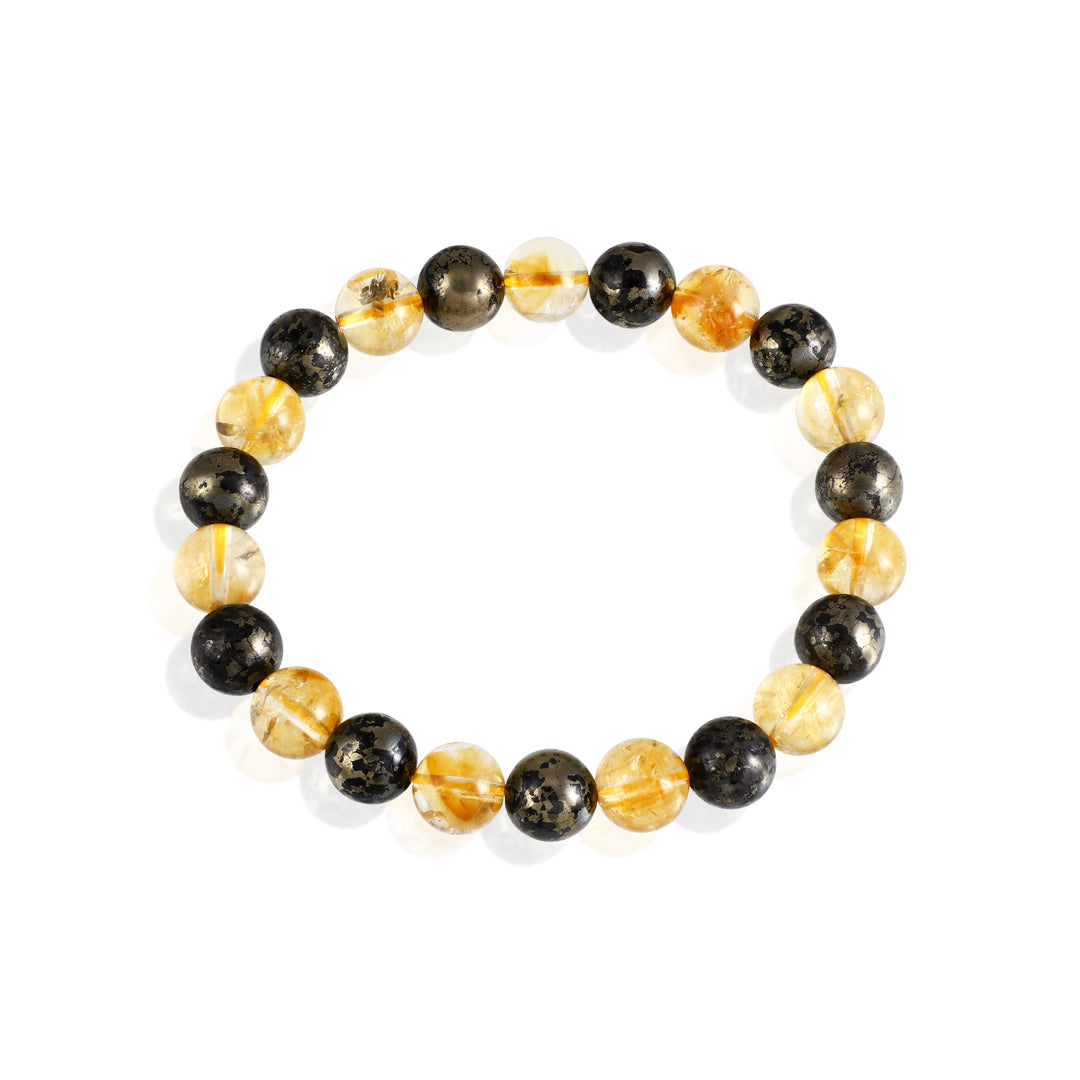 Citrine and Pyrite Bracelet for Wealth, Success, and Protection | Unisex